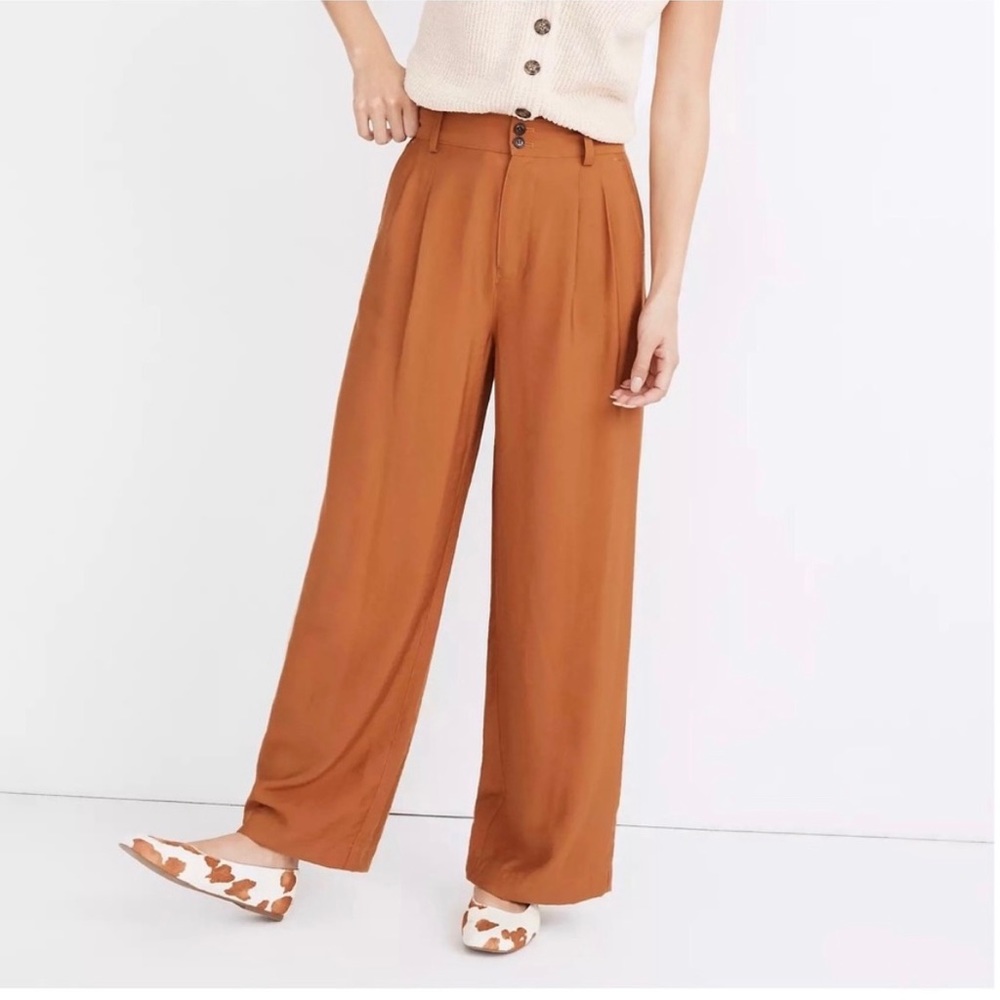 Madewell Drapey Burnt Sienna Wide-Leg Trousers